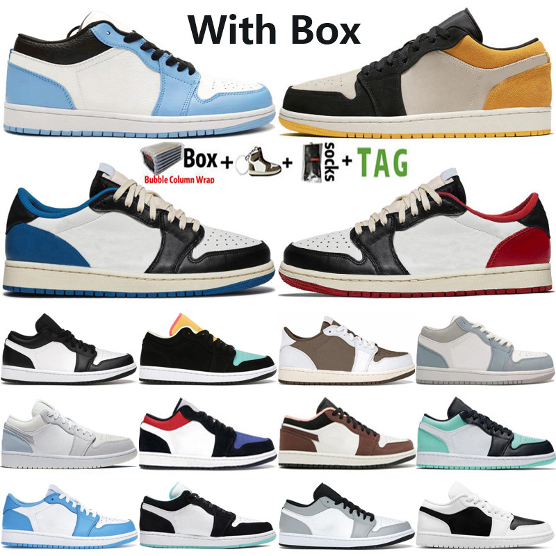 2023 With Box Jumpman 1 Mens Basketball Shoes 1s University Blue Gold Cactus Jack Fragment Black Toe Midnight Navy Island Green UNC Men Sports Women Sneakers Trainers