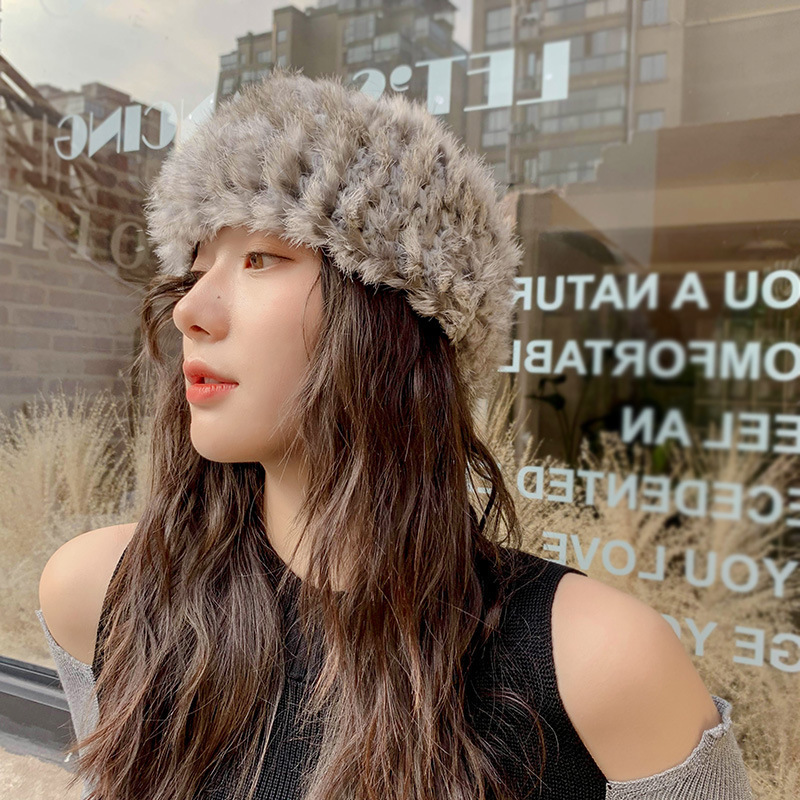 Headbands 100% Rabbit Fur Accessories Heavy Snow Outdoor Womens Hair Band ColdProof Headband Winter FS006 220927