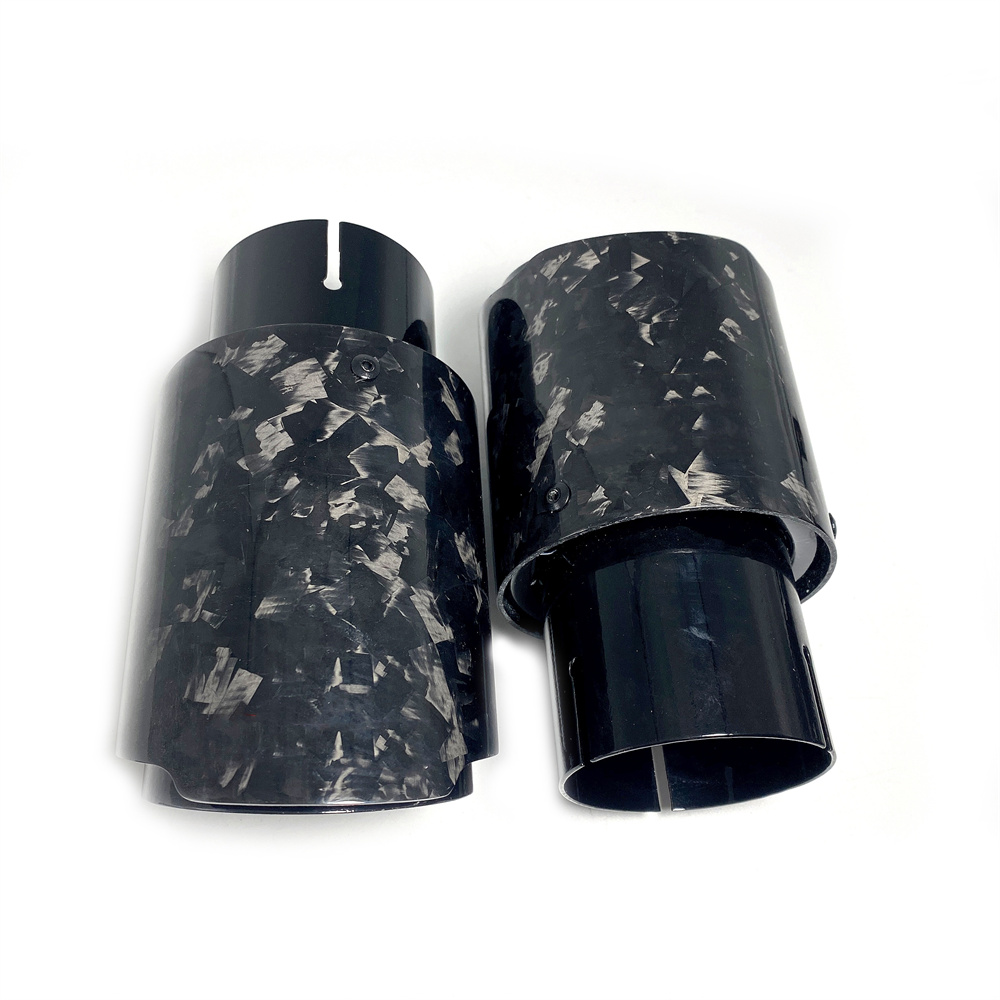 1 Piece Car Universal Muffler black stainless steel Glossy Forged Carbon Fiber Exhaust Tip End Pipe Tail Tip