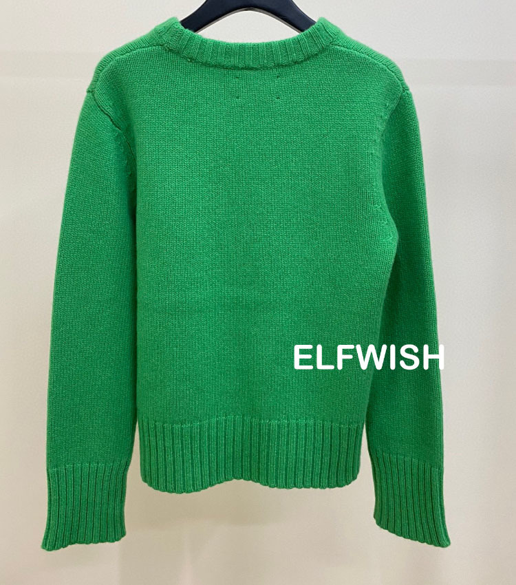 Womens Sweaters Woman Green Grey Wool Cashmere Blend Sweater O Neck Long Sleeved Front Red Letters Sign Jacquard Fashion Jumpers 220923