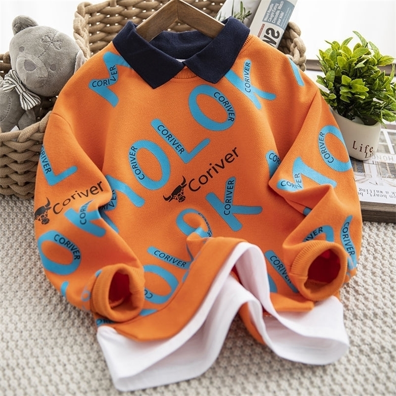 Pullover Toddler Baby hoodie Girls Fashion Sweatshirts Kids Boys Long Sleeve Cartoon Tees Children Letter Print Cute Outerwear 220924