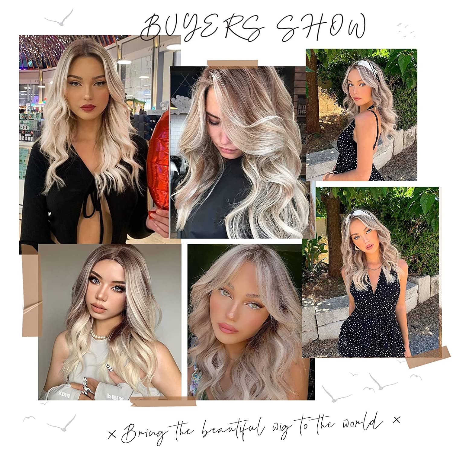 Fashion Long Wave Synthetic Wig with high lighted color Hair Wig for Women