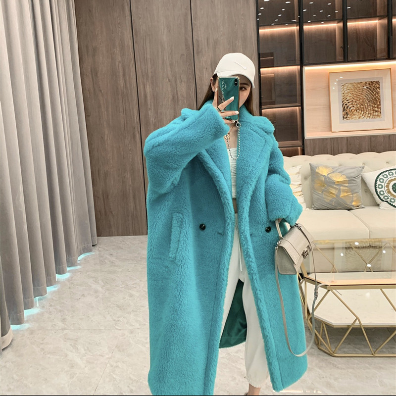 Women's Fur Faux 62% Alpaca 26% Wool 12% Silk Coat Winter Thicken Teddy Bear Soft One 220927