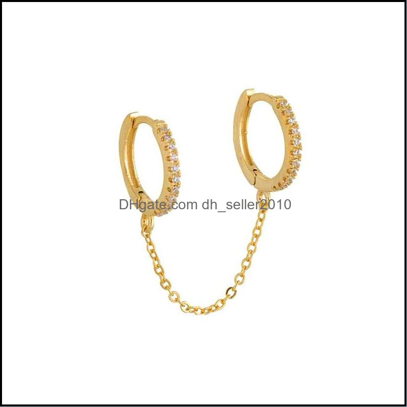 Charm 1 Pcs Gothic Punk Handcuff Chain Earrings Real 925 Sier European Stud Link For Women/Girl A30 430 B3 Drop Delivery 2021 Jewelry Dhyhw