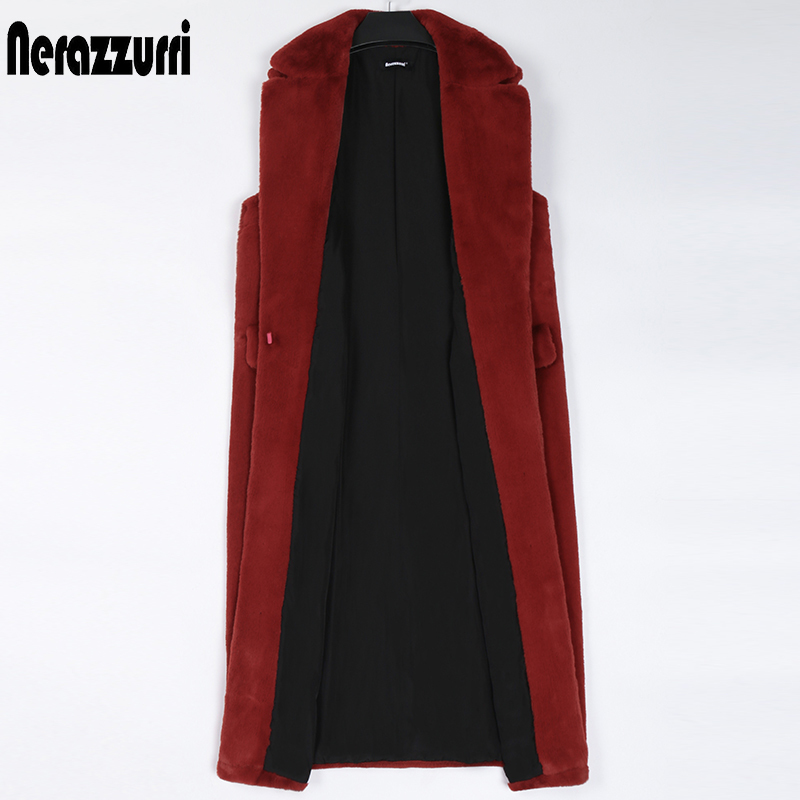 Womens Fur Faux Fur Nerazzurri Winter Warm Long Fluffy Soft Faux Fur Vest Women Lapel White Black Red Sleeveless Jacket Stylish Waistcoat 220927