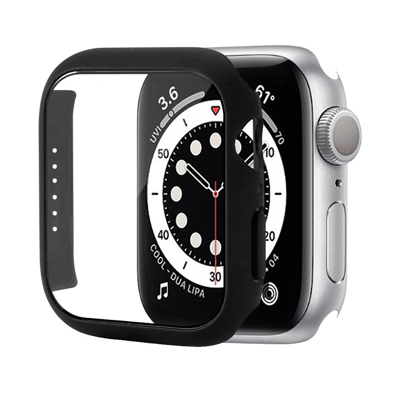 360 Full Cover PC Cases With Button Tempered Glass Film Screen Protector For Apple Watch Cases 8 7 6 5 4 3 2 1 SE 49mm 45mm 44mm 42mm 41mm 40mm 38mm W