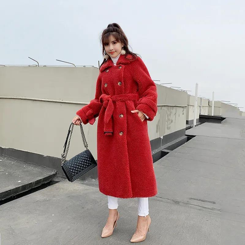 Women's Fur Faux Winter Coat Thick Warm Jacket Casual Loose Double breasted Long Coats Overcoat Femme Streetwear 220927