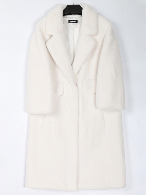 Women's Fur Faux Nerazzurri Winter Long Pink Coat Women Lapel Warm Thick Black Soft Fluffy Jacket Loose Stylish Korean Fashion 220927