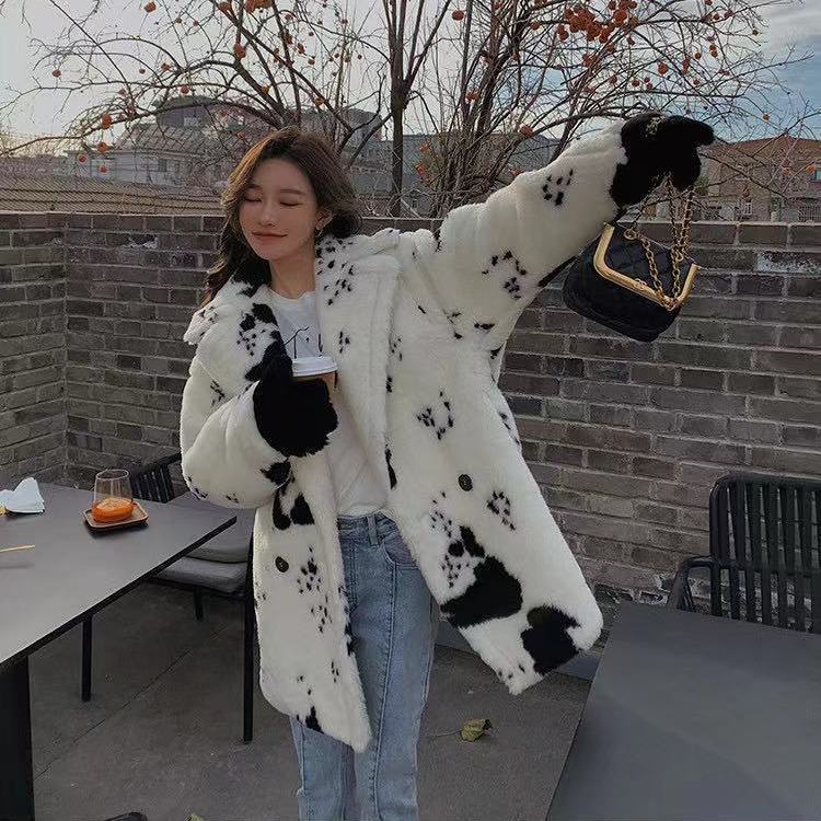 Womens Fur Faux Winter Warm Teddy Bear Coat Thick Long Turn Down Collar Casaco Feminino 220927