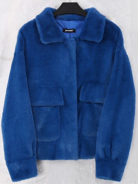 Womens Fur Faux Fur Nerazzurri Purple Blue Short Light Soft Faux Fur Coat Women Long Sleeve Pockets Womens Fall Fashion Plus Size Furry Jacket 220927