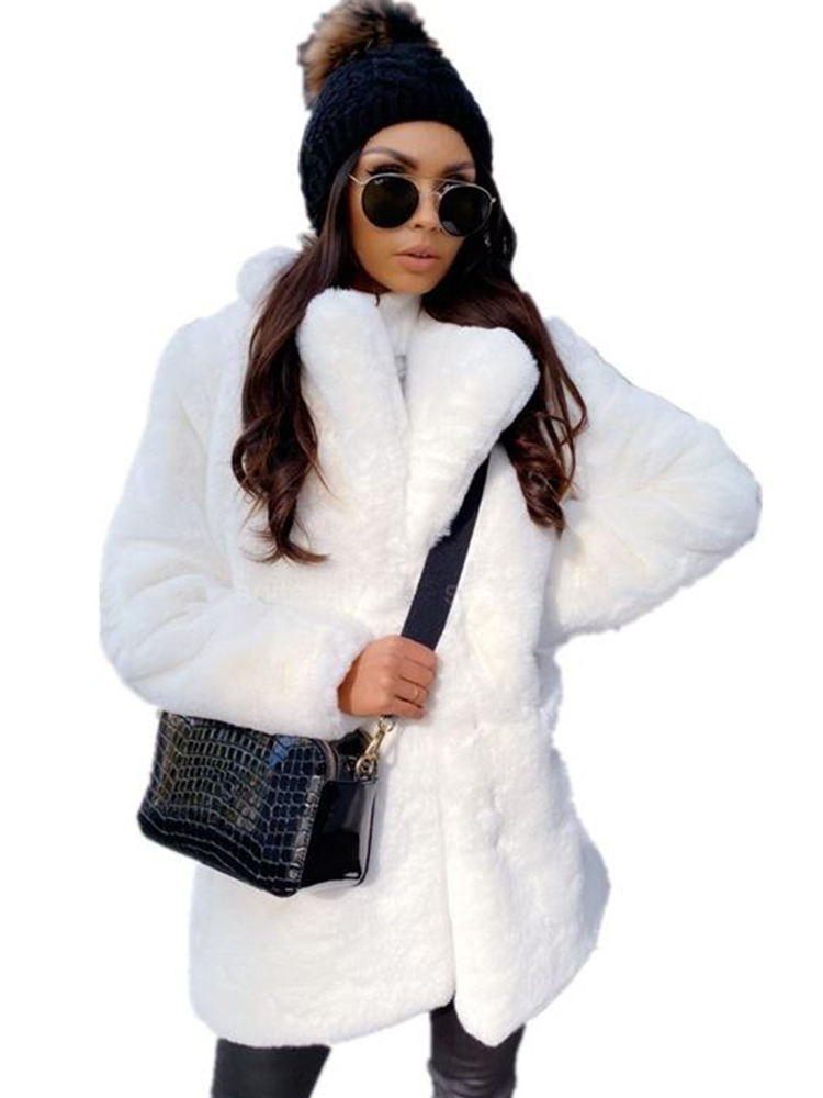 Womens Fur Faux Fur Lautaro Winter Loose Casual Warm Thick Soft White Faux Fur Coat Women Lapel Long Sleeve Black Fluffy Furry Jacket 4xl 5xl 220927