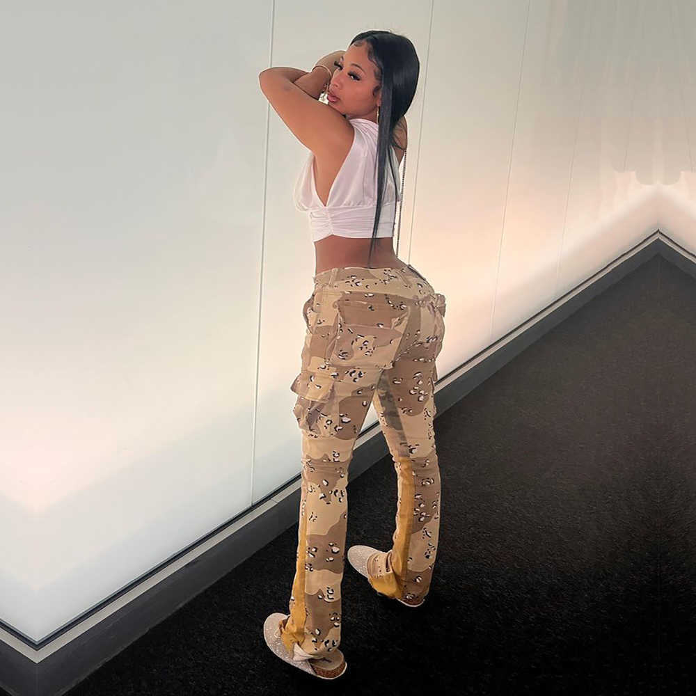 Women's Pants Capris Camo Cargo Pants 3 Casual Loose Sweat Pant 2022 Women Fall Y2k Clothes Streetwear Joggers Fashion High Waist Camouflage Trou