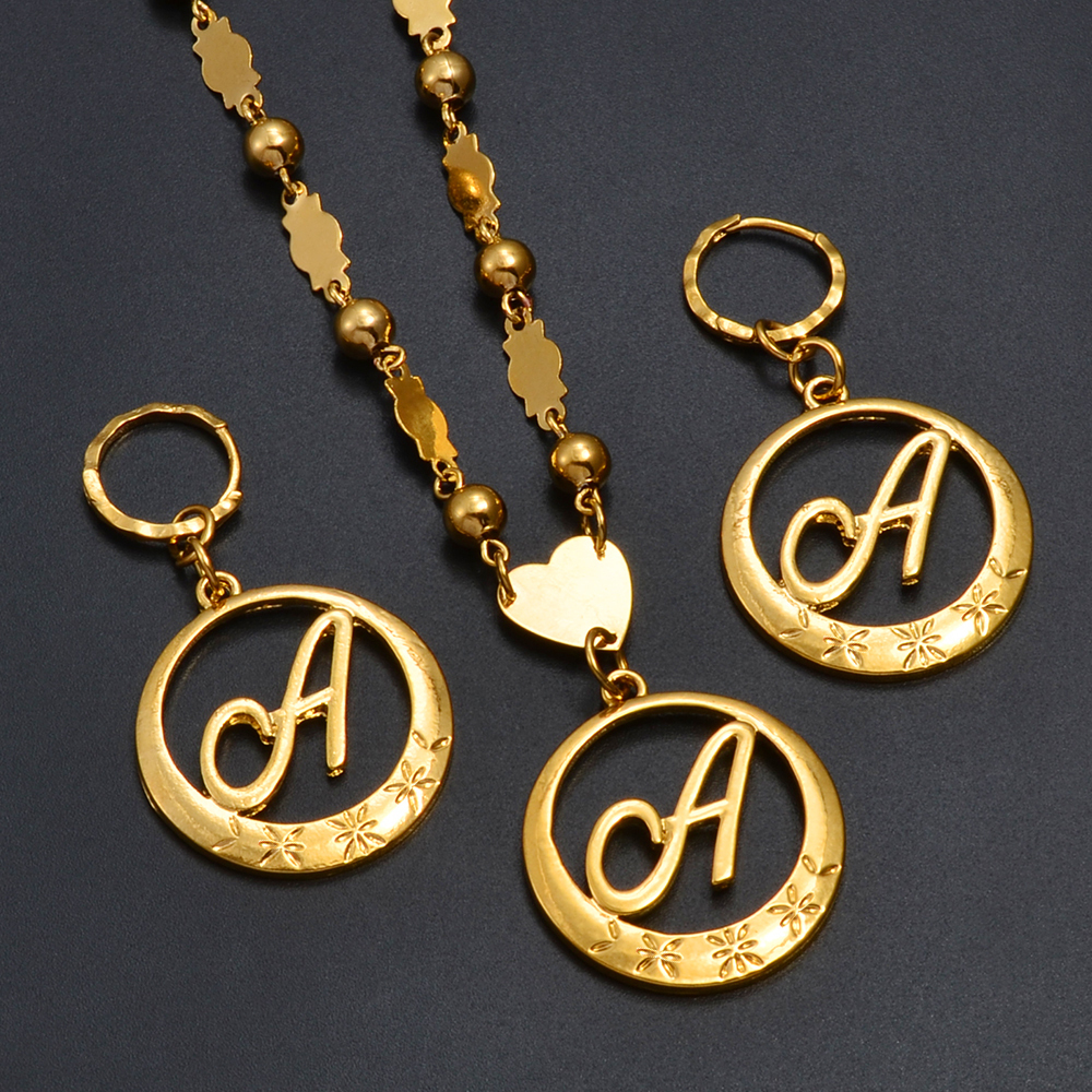 Pendant Necklaces Anniyo Hawaiian Cursive Letters Initial Chain for Women Ball Beads English Letter Jewelry Womens Girls #135006 220924