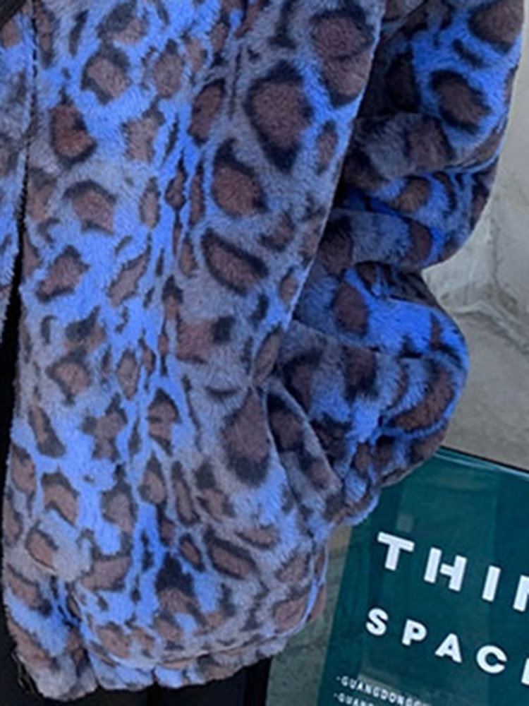Women's Fur Faux Lautaro Winter Oversized Colorful Leopard Print Coat Women Long Sleeve Zip Up Warm Soft Fluffy Jacket Korean Fashion 220927