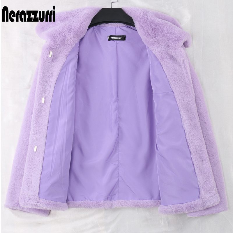 Womens Fur Faux Fur Nerazzurri Short Casual Light Soft Faux Fur Jacket Women Long Sleeve Purple Blue Fall Clothes for Women Fluffy Furry Coat 220927