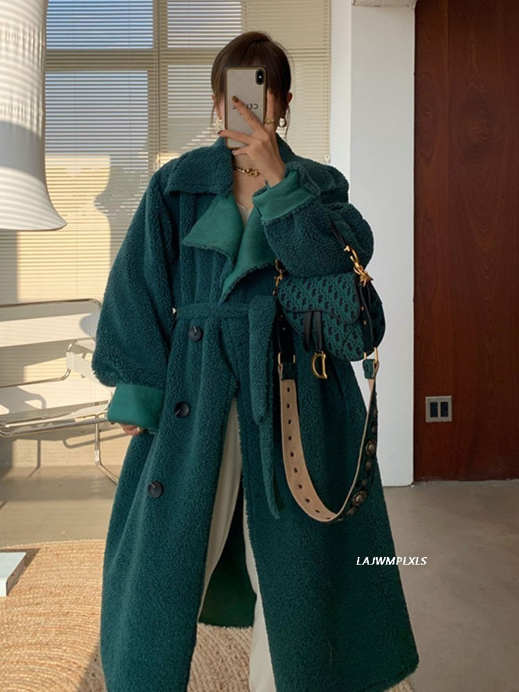 Women's Fur Faux Luck A Winter Women Wool Coats Lady Elegant Double Breasted Warm Shearling Female Korean Lamb Outwears 220927