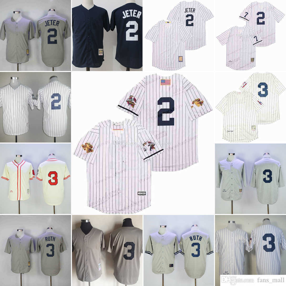 Vintage College Mitchell and Ness Baseball 2 Derek Jeter Jerseys Stitched 3 Babe Ruth White 1929 Gray 1929 Cream Cool Base 1935 Breathable Sport Pullover, Mitchellness (with team name)
Vintage College Mitchell and Ness Baseball 2 Derek Jeter Jerseys Stitched 3 Babe Ruth White 1929 Gray 1929 Cream Cool Base 1935 Breathable Sport Pullover, Mitchellness (with team name)