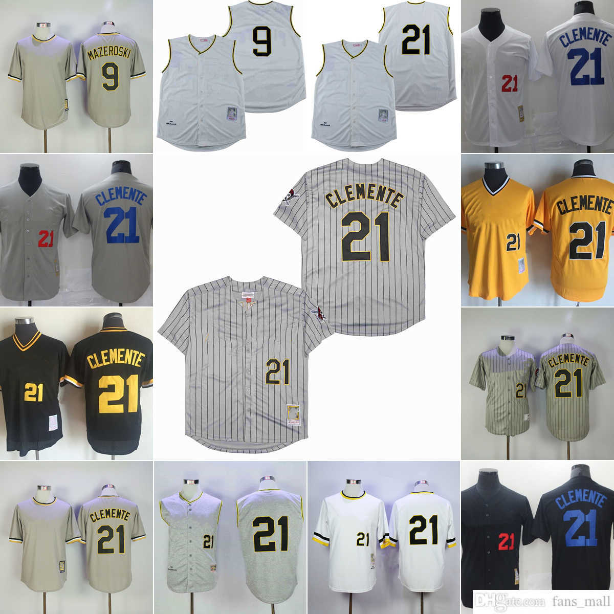 Mitchell and Ness Vintage Baseball 21 Roberto Clemente Jerseys NCAA Stitched 9 Bill Mazeroski Breathable Sport White Grey yellow black Pullover, Mitchellness (with team name) 
Mitchell and Ness Vintage Baseball 21 Roberto Clemente Jerseys NCAA Stitched 9 Bill Mazeroski Breathable Sport White Grey yellow black Pullover, Mitchellness (with team name)