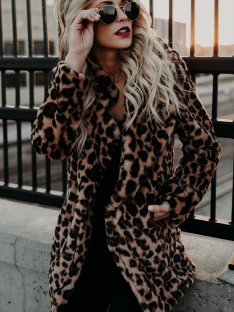 Women's Fur Faux Women Winter Coats Vintage Leopard Female Loose Warm Casual Street Lady Animal Print Thick Outwears 220927