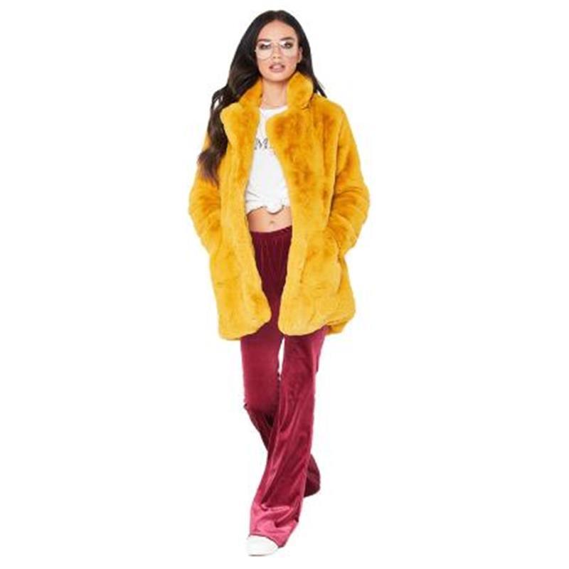 Women's Fur Faux European American fashion elegant women long loose wool soft rabbit hair faux fur coat 3XL 4XL white pink yellow black red 22092