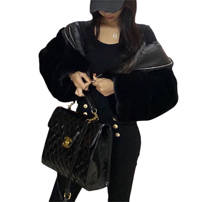 Women's Fur Faux Autumn Winter Rabbit Bomber Teddy Coat Zipper Streetwear High Waist ry Hooded Plush Jacket Cardigan Fleece Parkas 220927