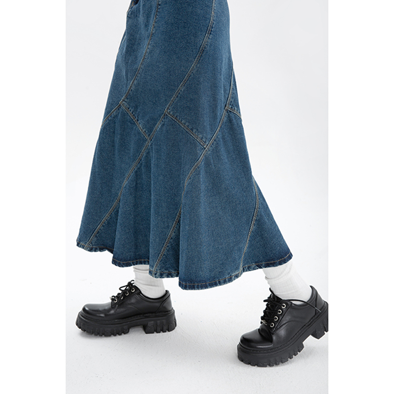 Skirts Summer Vintage Blue Women Denim Trumpet Skirt Streetwear Style Casual Irregular High Waist Ladies Long Mermaid Jean Skirt 220924