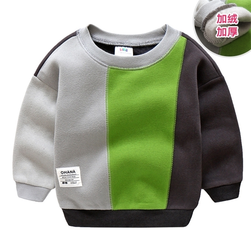 Pullover Autumn Winter 2 11 12 Years Teenage Children Long Sleeve Color Patchwork Kids Baby Child School Boys Plus Velet Sweatshirts 220924
