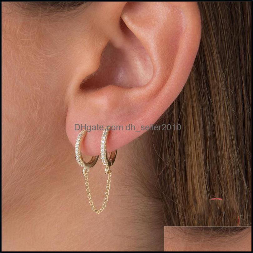Charm 1 Pcs Gothic Punk Handcuff Chain Earrings Real 925 Sier European Stud Link For Women/Girl A30 430 B3 Drop Delivery 2021 Jewelry Dhyhw