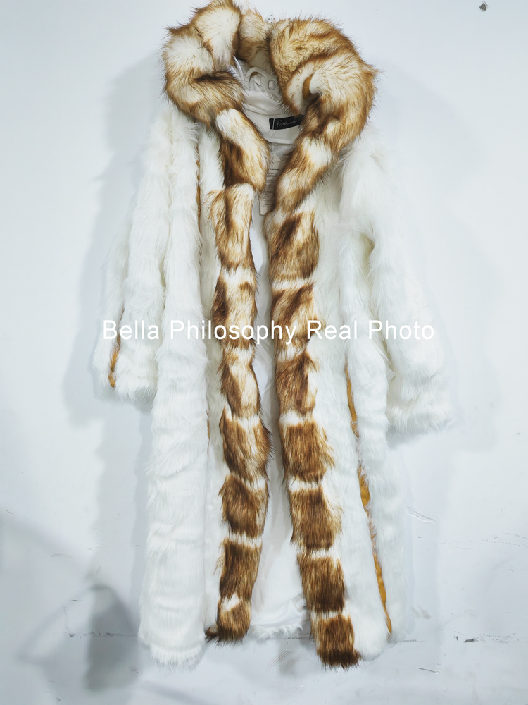 Women's Fur Faux Winter Longer Warm Coat Sleeve women's Hooded all-in-one S-XXXXXL 220927