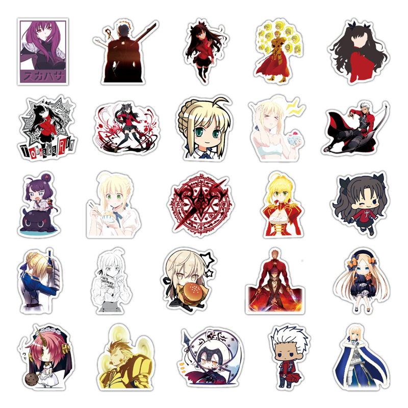 50Pcs Anime Fate Stay Night Stickers Game Graffiti Decals Kids Classic Toys Gift DIY Laptop Phone Fridge Car Cartoon Sticker