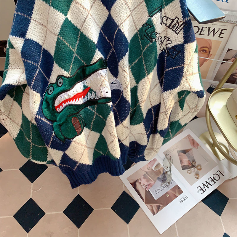 Womens Sweaters LQ SONGYI High Quality Women Oversized Autumn Winter O Neck Pullovers Green Red Plaid Cartoon Harajuku Knitted Jumpers 220923