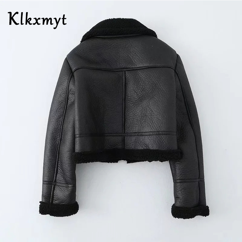 Womens Fur Faux Fur Klkxmyt Traf Fashion Women Faux Leather Fur Jacket Winter Warm Coat Street Comfortable Personalized Female Outwear Tops 220927
