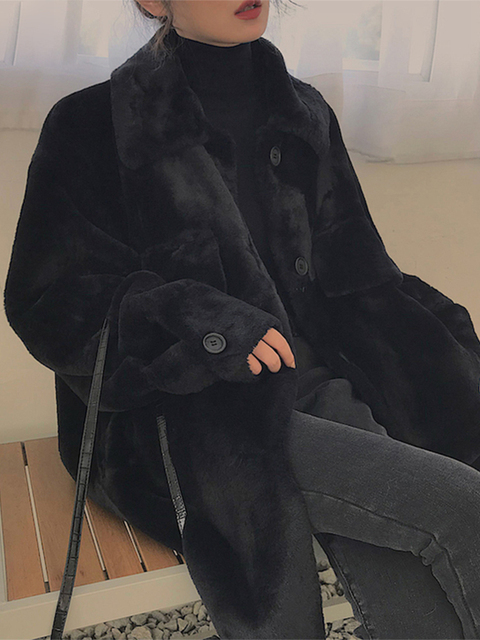 Women's Fur Faux Nerazzurri Oversized warm soft furry faux fur coats for women long sleeve buttons Gray fluffy jacket Winter clothes 220927