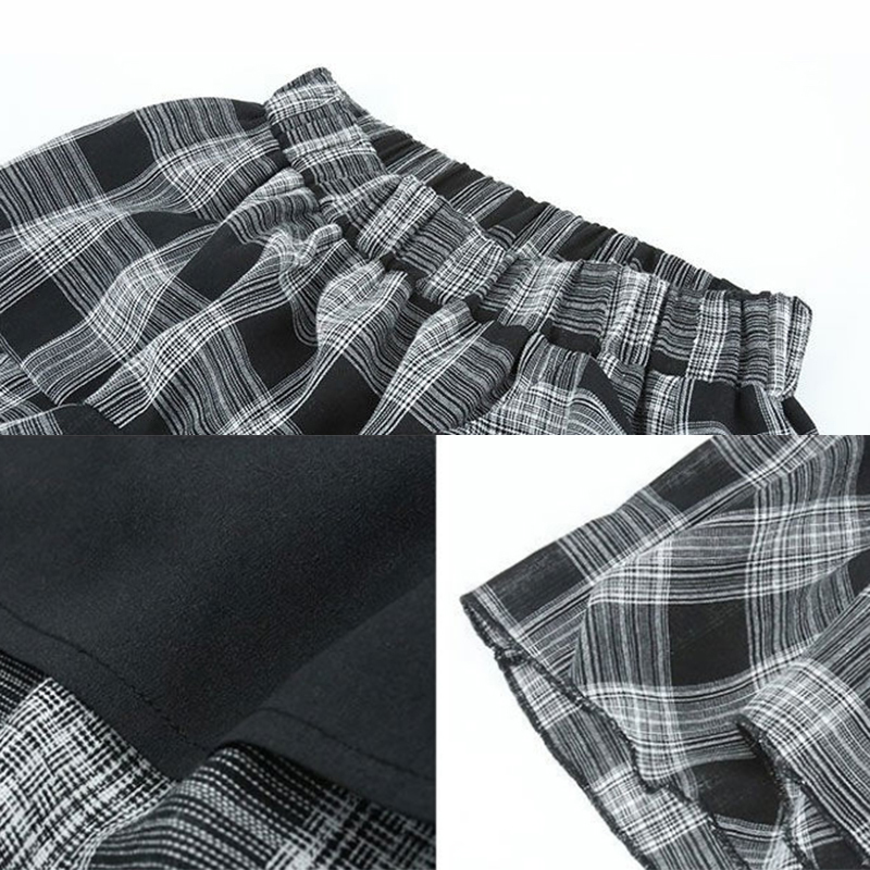 Skirts Lucyever Summer Vintage Plaid Skirt Women Elegant Chic Asymmetrical Patchwork Ruffles Long Skirt High Waist Aline Skirts 220924