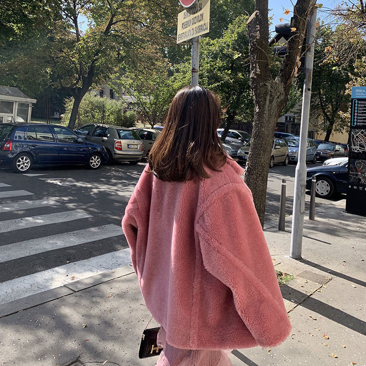 Womens Fur Faux Winter Warm Teddy Bear Coat Thick Long Turn Down Collar Casaco Feminino 220927