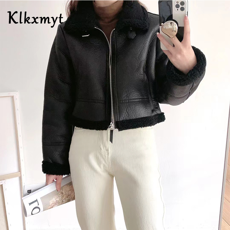Womens Fur Faux Fur Klkxmyt Traf Fashion Women Faux Leather Fur Jacket Winter Warm Coat Street Comfortable Personalized Female Outwear Tops 220927