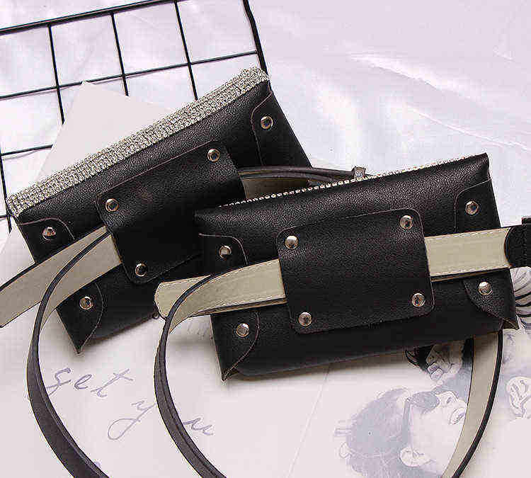 belt bags Blinkbling Sparkling Rhinestone Tassel Concealed Buckle Pu Leather Waist Bag Belt Women s Fashion Trend Ab 220723