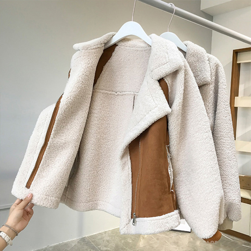 Womens Fur Faux Women Winter Suede Jackets Coat Thicken Warm Lambs Wool Teddy Coats Ladies Loose Oversized Outwear Tops Woman Jacket 220928