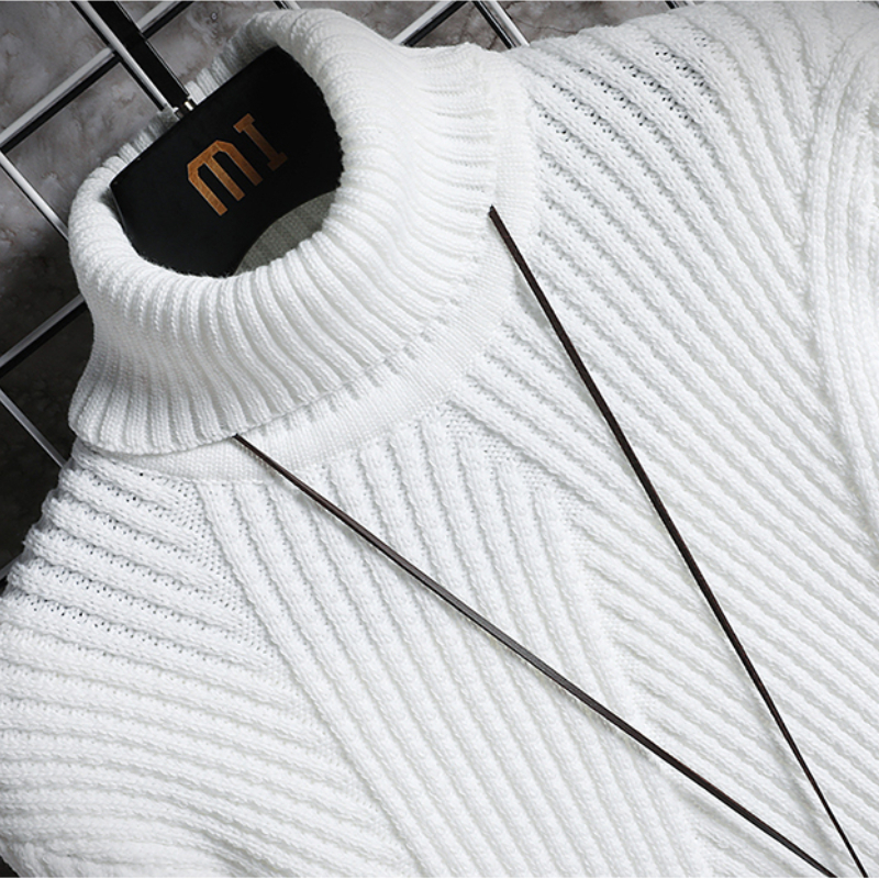 Men's Sweaters Winter Mens Casual Turtleneck Pullover Men's Long Sleeve Striped Sweater Korean Style Fashion Warm Knitted Sweater 220928