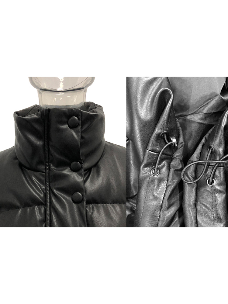 Women's Vests Elina Black Stand Collar Fashion Zipper PU Leather Coats Elegant Autumn Winter Short Female Ladies IAC 220928