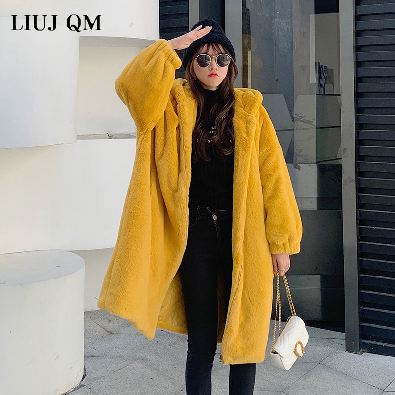 Women's Fur Faux Women Parka Winter Clothes Oversize Coat Thick Warm Long Jacket Hooded Overcoat Plush Jackets 220928