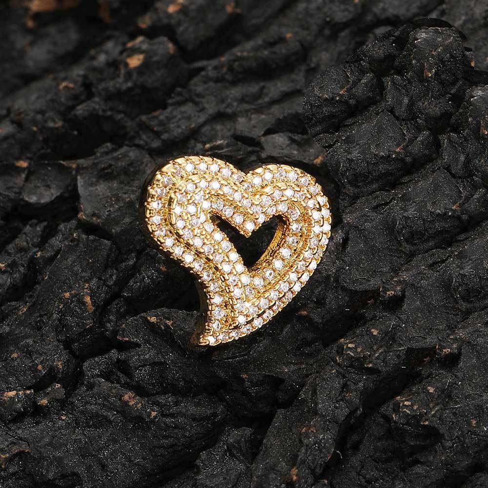 Charm Heart Stud Earrings Jewelry 18K Real Gold Plated Prevent Allergies S925 Needle Jewelry