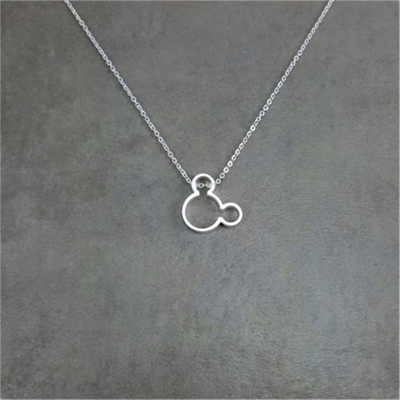 30PCS Cute Cartoon Character Mouse Head Face Necklaces Stainless Steel Hollow Outline Animal Pendant for Kids Child Minimalist Choker