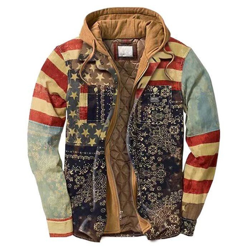 Mens Jackets Autumn Winter Jacket Harajuku Plaid Hooded Zipper Long Sleeve Basic Casual Shirt European American Size S5XL 220928