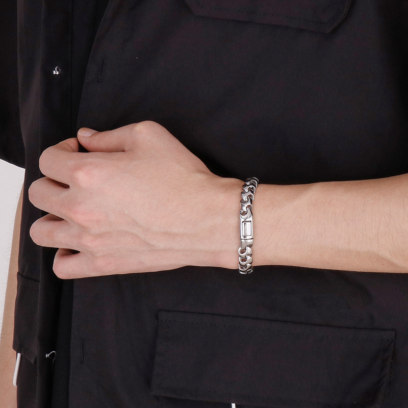 9mm 8.5inch Silver Casting Bone Chain Link Bracelet Bangle For Mens Stainless Steel Jewelry Chain Father Gifts