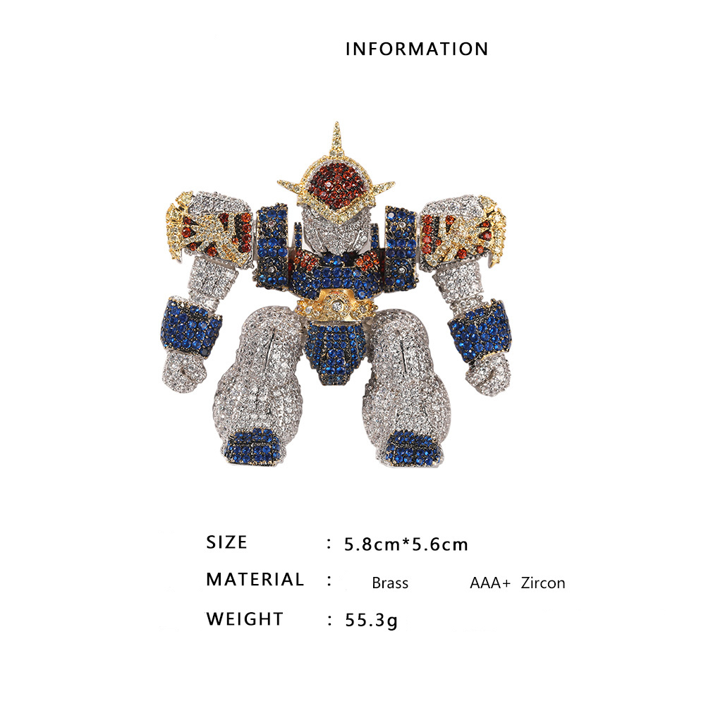 Hip Hop 3D Dragon Warrior Pendant Necklace TopBling Zirconia Real Gold Plated Boy Mens Jewelry