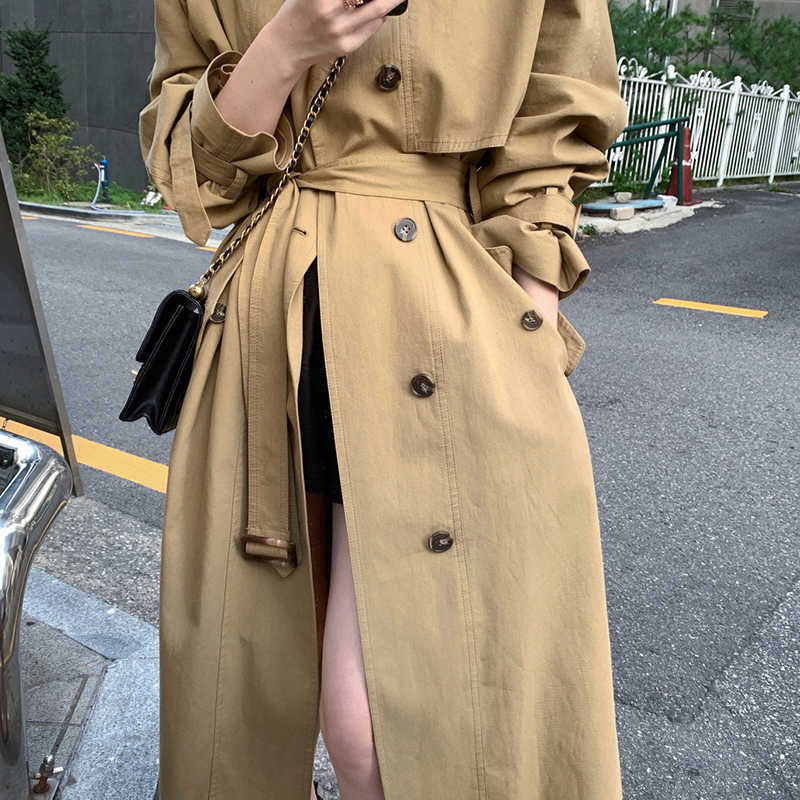Trench Coats Windbreaker Women Long Solid British Belt Slim Jacket 2022 Fashion New Splicing Spring Clothes Leisure Female Fall Trench Coat Y2209