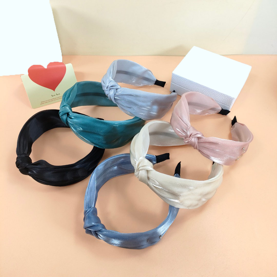 

18color Classic Vintage Designer Letters Printed Bowknot Headband Simple Retro Women Wide Edge Cross Knotted Hair Hoop Twist Turban Headwrap Head Accessories