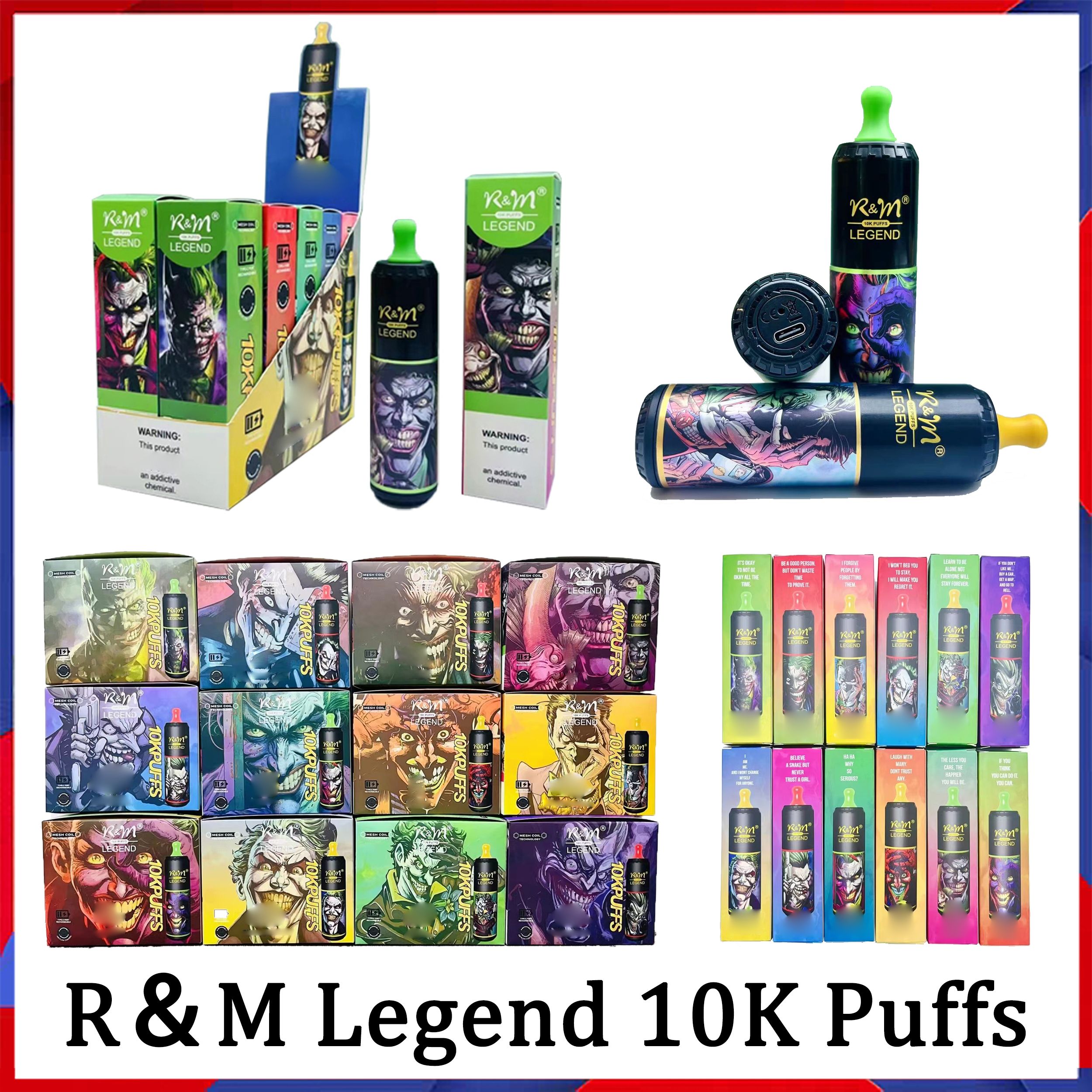 Original R&M Legend 10K Puff Disposable Electronic Cigarette Vape Pen 2%3%5% 20ml Cartridge Unit 650Mah Rechargeable Battery Airflow Control Vapes Rm RandM
Original R&M Legend 10K Puff Disposable Electronic Cigarette Vape Pen 2%3%5% 20ml Cartridge Unit 650Mah Rechargeable Battery Airflow Control Vapes Rm RandM