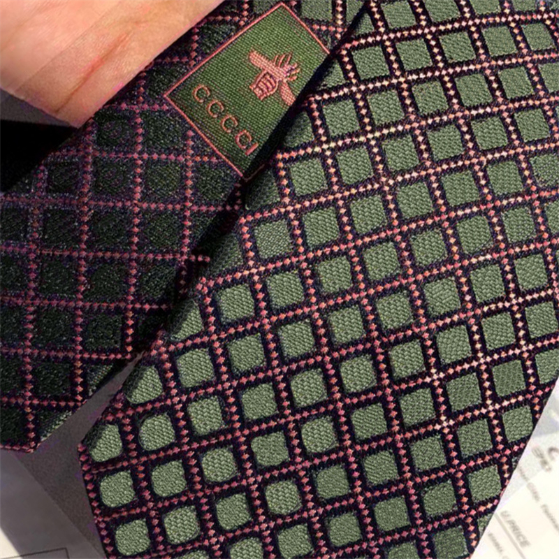 Mens Army Green Silk Tie with Striped Embroidery Elegant Necktie for Business or Casual Wear L250926OJMX